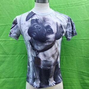 GIVENCHY MENS PUG T-Shirt - Black and Gray MEDIUM